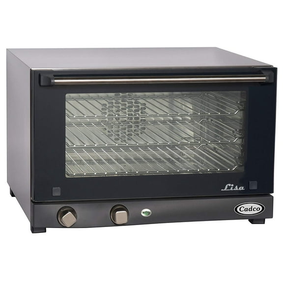 Cadco OV-013 Compact Half Size Convection Oven with Manual Controls, 120-Volt/1450-Watt, Stainless/Black