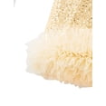 thumbnail image 3 of Girls Yellow Dresses Summer Outfits Toddler Ribbon Bow Sleeveless Shift Glitter Birthday Party Trim Ruffle Princess A-Line Kids Formal Champagne Dress 4-5T, 3 of 5
