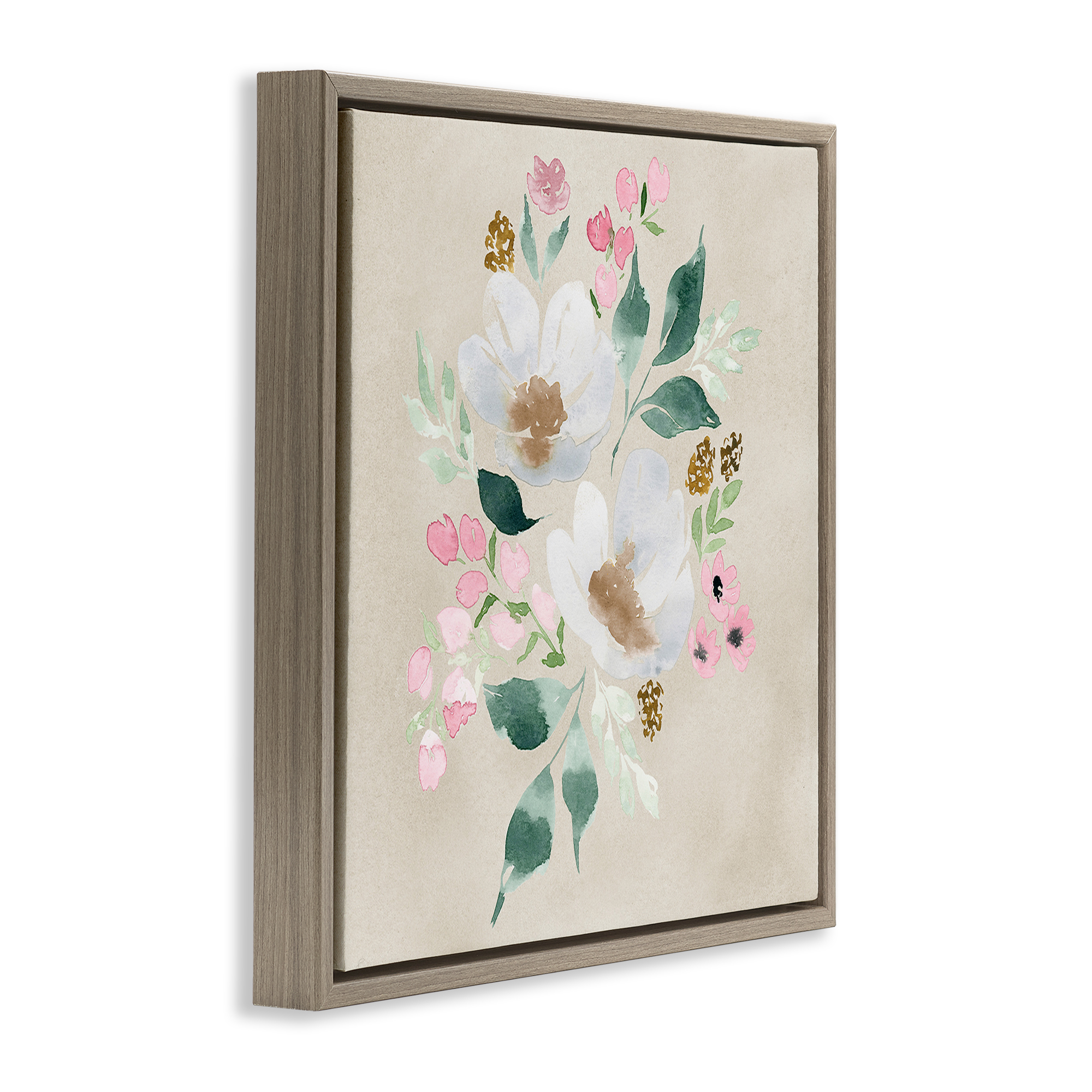 Stupell Industries Neutral Floral Beauty Botanical & Floral Painting Brown Floater Framed Art Print Wall Art, 25 x 25