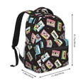 thumbnail image 3 of KLL Colorful Retro Tape Print Casual Backpack for Men Women,Travel Casual Backpack Outdoor Activities Bag Daypack for Travel Hiking Shopping Daily, 3 of 5