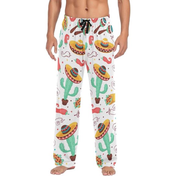 Cinco De Mayo Design Ghost Pajama Pants, Men's Lounge Pants Light with Drawstring and Pockets, Christmas New Year Birthday Father's Day Gifts
