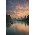 thumbnail image 2 of Zhang, Yan 11x14 White Modern Wood Framed Museum Art Print Titled - Li River Sunrise, 2 of 4