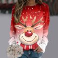 thumbnail image 2 of EHQJNJ Chandails en Molleton Légers pour Femmes Col en V Femmes Automne et Hiver Décontracté Simple Col Rond Pull Chandail en Molleton Imprimé Manches Longues Chandail en Molleton Graphique Femmes Sans Capuche Vintage, 2 of 4