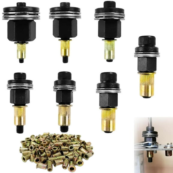 VIVIHEYDAY Durable Rivet Nut Tool, Rivnut Tools Kit with 7 PCS Mandrels, 70 PCS Rivet Nuts M3 M4 M5 M6 M8 M10 M11 M12