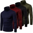 thumbnail image 5 of Men Long Sleeve Pullover High Neck Turtleneck Stretch Slim Basic T Shirt Tee Top, 5 of 5