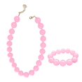 thumbnail image 6 of Krdevn Round Acrylic Bead Necklace & Bracelet 2Pcs Jewelry Set Boho Solid Beaded Stackable Wrist Chain Summer Beach Outfit Matching Accessory for Women, 6 of 6