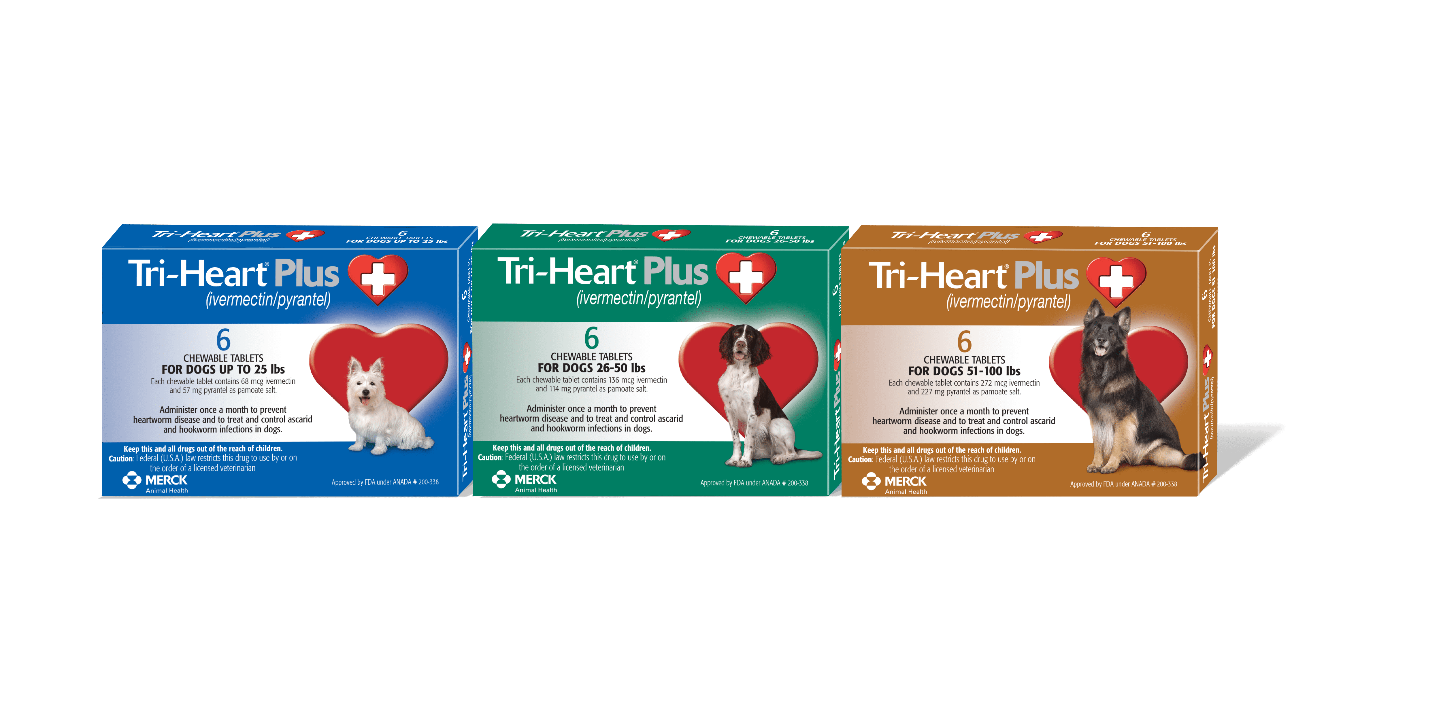 Tri-Heart Plus Chewable Tablets for Dogs, 51-100 lbs, (Brown Box)