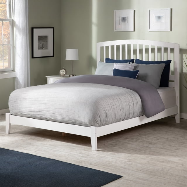 Lit Plateforme Grand en Bois Massif Richmond, Blanc