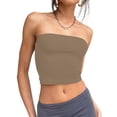 thumbnail image 3 of Women'S Tube Tops Strapless Crop Tops Basic Backless Sleeveless Going Out Outfits Summer Clothes Camel Color M, 3 of 8