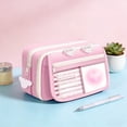 thumbnail image 4 of Big Capacity Pencil Case with 3 Compartments, Large Pencil Pouch Pen Bag Organizer for Office Essentials,Pink, 4 of 7
