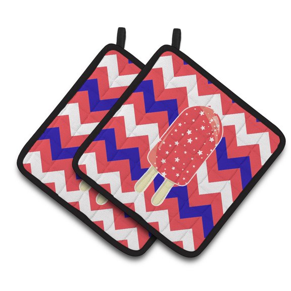 Caroline's Treasures Ice Pop Popcicle Red White Blue Pair of Pot Holders