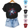 thumbnail image 7 of Short Sleeve Summer T-Shirts for Women Stars Hearts Printed Tops July 4th Outfits Casual Crew Neck Base Tees (3XL, Gray), 7 of 7