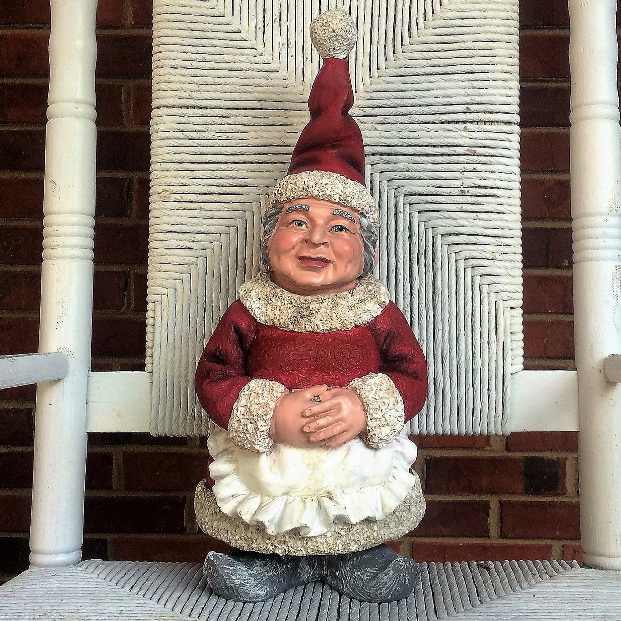 Nowaday Gnomes - Christmas Mrs. Santa Claus Gnome in Holiday Outfit and Cooking Apron Statue 18"H