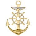 thumbnail image 3 of 10K Yellow Gold Mens Round Diamond Ship Wheel Anchor Pendant 2.10" Charm 1.20 CT, 3 of 6