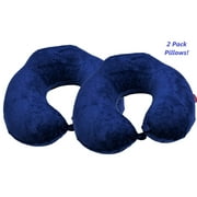 Bookishbunny 2 Pack Elevated Large Neck Support Memory Foam U Shape Travel Pillow Airplane Cushion