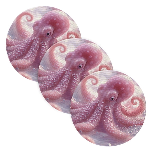 BZSMCE Mats for Pots,Pans Place Pink Octopuses Pattern Simple Style Pattern Pot Mats