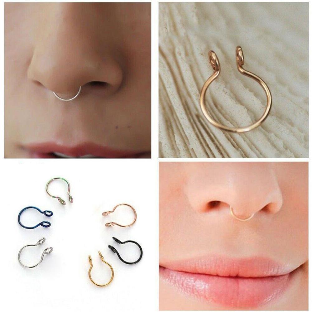 6pcs Magnetic Septum Fakes Nose Ear Rings Steel Non-Piercing Gifts R7Y8 - image 2 of 9