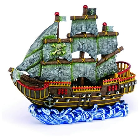 UPC: 0030172062360 | Penn-Plax Wave-Runner Pirate Ship Aquarium Decoration – Safe for Freshwater and Saltwater Fish Tanks – Large