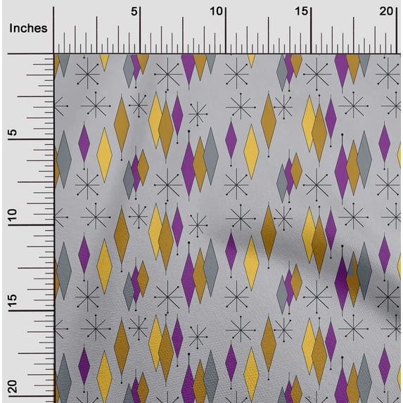 oneOone Georgette Viscose Dark Mustard Fabric Diamond Geometric Dress Material Fabric Print Fabric By The Yard 42 Inch Wide