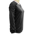 thumbnail image 1 of Blusa De Manga Larga Con Cuello En V Para Mujer, Top Con Hombros Fruncidos De Color Liso Con Estilo Informal Elegante, Para Citas En La Oficina, Viajes De Compras, 1 of 7