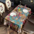 thumbnail image 4 of Multicolor Ethnic Floral Pattern Rectangle Tablecloth 60"x120",Waterproof Polyester Rectangle Table Cloth, Wipeable Spillproof Polyester Tablecloth for Dining, Camping, Indoor and Outdoor, 4 of 6
