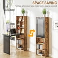 thumbnail image 3 of Foldable Convertible Computer Desk with Storage Shelves and Blackboard, Rustic Brown MDF Wall Mount Study Table for Home Office, Small Space Workspace, 38.6"L x 20.1"W x 60.2"H, 3 of 7