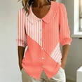 thumbnail image 2 of GERsome Womens Button Down Shirts Crew Neck 3/4 Sleeve Casual Collared Blouses Tops,Orange,Size M, 2 of 6