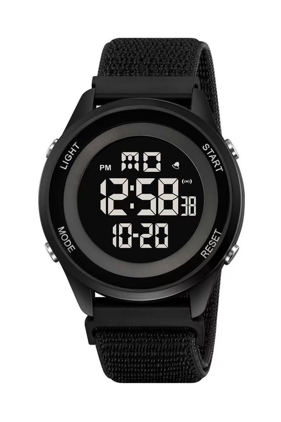 Men's Digital Sport Wristwatch Loop and Hook Strap