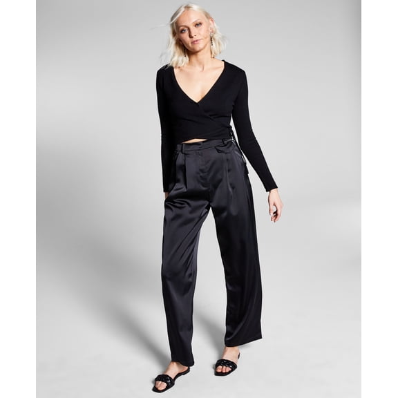 Women's Satin Trousers Black XL