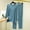 Blue, variant on Summer Pajamas for Women Fashion Solid Color Breathable Sleepwear with Pants Summer Crew Neck Long Sleeve Pajamas Summer Pajamas