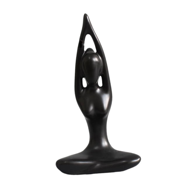 Estatua de yoga de cerámica, adorno decorativo, figura de meditación, pequeña figura de yoga Saludo a la Luna