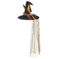 thumbnail image 2 of Gallickan Halloween Witch Hats, Mesh Witches Hats with Skull Ornament & Feather, Halloween Decorations for Outdoor Party Accessories, Orange, 2 of 5