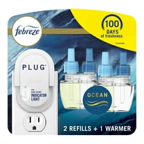 Febreze Plug in Air Fresheners for home, Air Freshener Plug In, Wall Diffuser, Ocean Scent, Odor Fighter for Strong Odors, 1 Warmer 2 Oil Refills