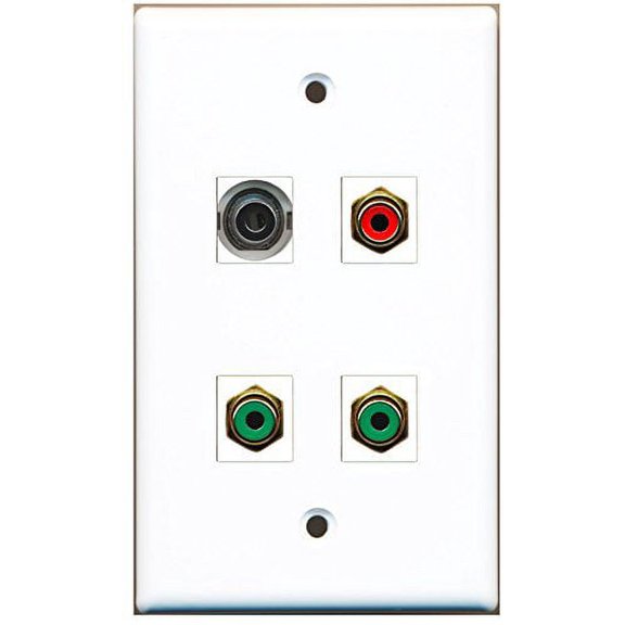 RiteAV - 1 Port RCA Red 2 Port RCA Green 1 Port 3.5mm Wall Plate