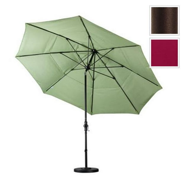 11' Fibre de Verre Marché Umbrella Col Inclinaison DV Bronze/Pacifica/Burgandy