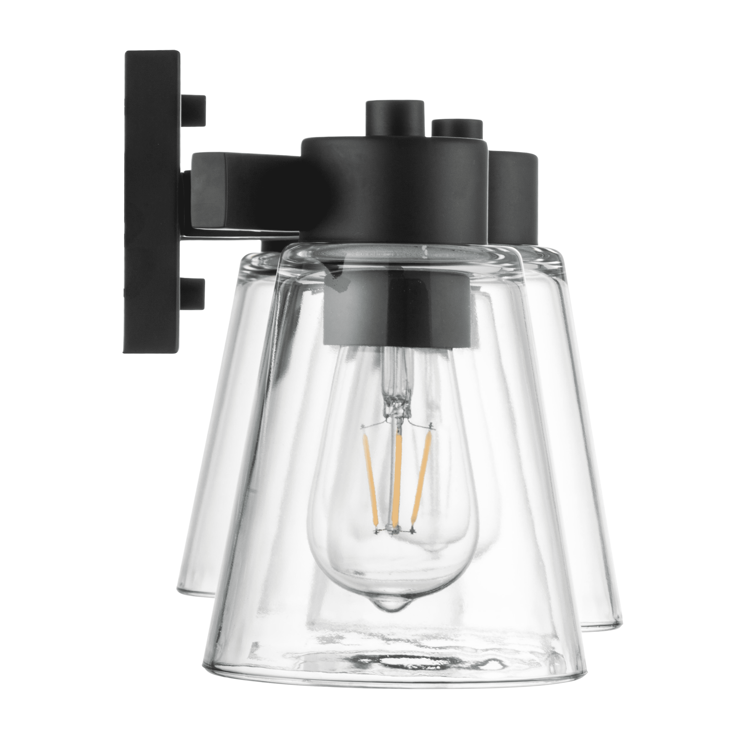 Prominence Home Fairendale 3-Light Matte Black Bathroom Vanity Light with Clear Glass Shade