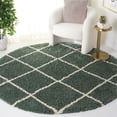 thumbnail image 2 of SAFAVIEH Hudson Amias Plush Geometric Shag Area Rug, Green/Ivory, 7' x 7' Round, 2 of 8