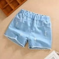 thumbnail image 2 of Agkizg Summer Girls Shorts,Toddler Girls Denim Shorts,Solid Color Elastic Waist Jean Shorts Cute Casual Short Trousers 10-11 Years, 2 of 3