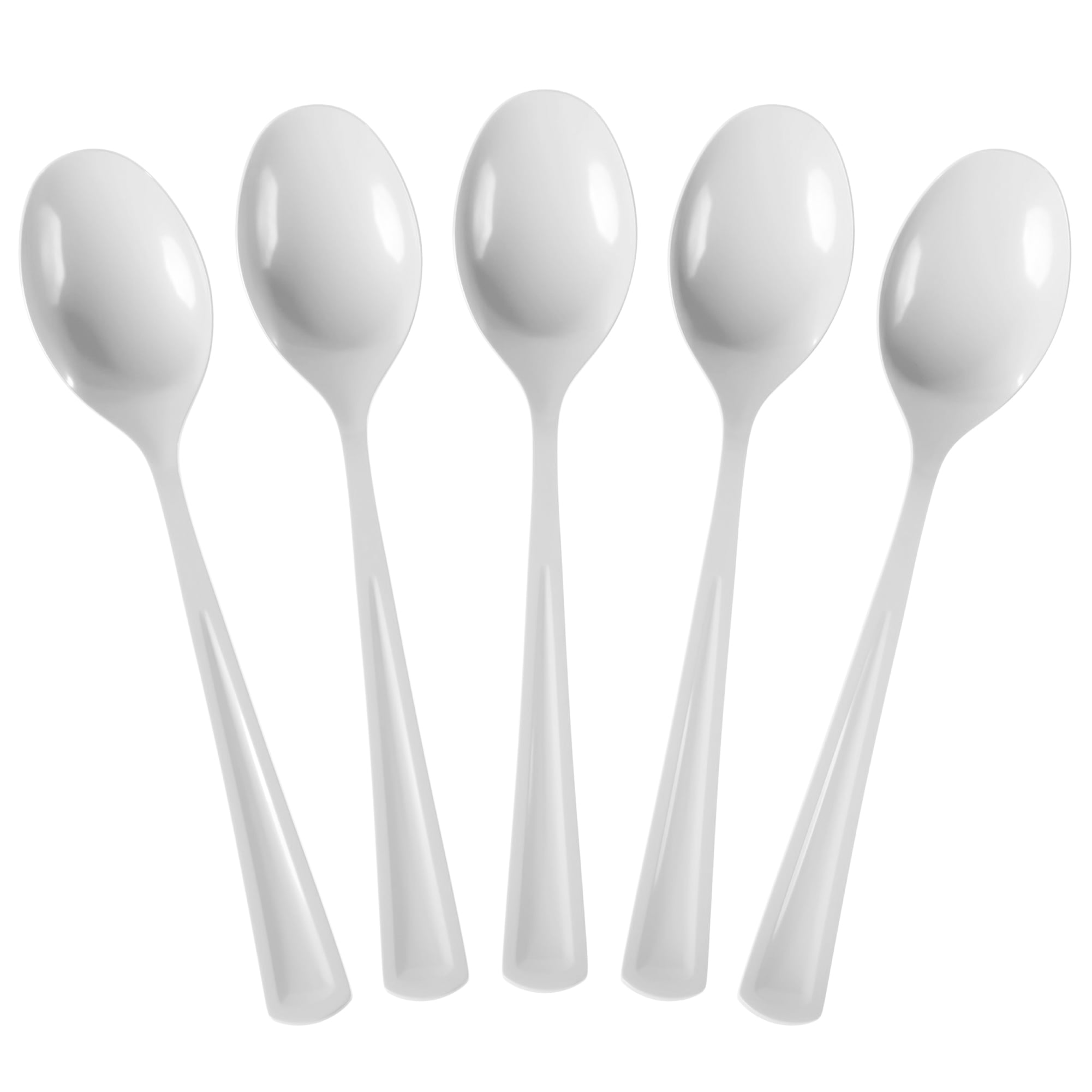 Exquisite 50 Count Heavy Weight Disposable Plastic White Spoons by