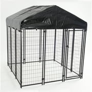 American Kennel Club Uptown Dog Kennel with Roof, Black, 6'L x 6'W x 6'H