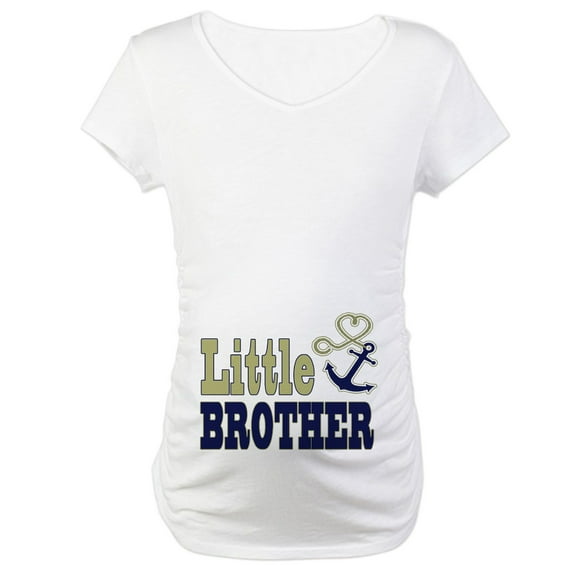 CafePress - Little Brother Cute Nautical Anchor And Heart Mate - Cotton Maternity T-shirt, Cute & Funny Pregnancy Tee