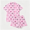 thumbnail image 5 of Women Halloween Pajama Set Short-Sleeve Button-Down Shirt and Shorts Sleepwear Spooky Pumpkin Ghost Graphic Loungewear Outfit for Fall Season Relaxing, 5 of 9