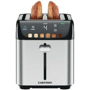 Chefman Smart Touch 2 Slice Digital Toaster, 6 Shade Settings, Bagel Mode - Stainless Steel, New