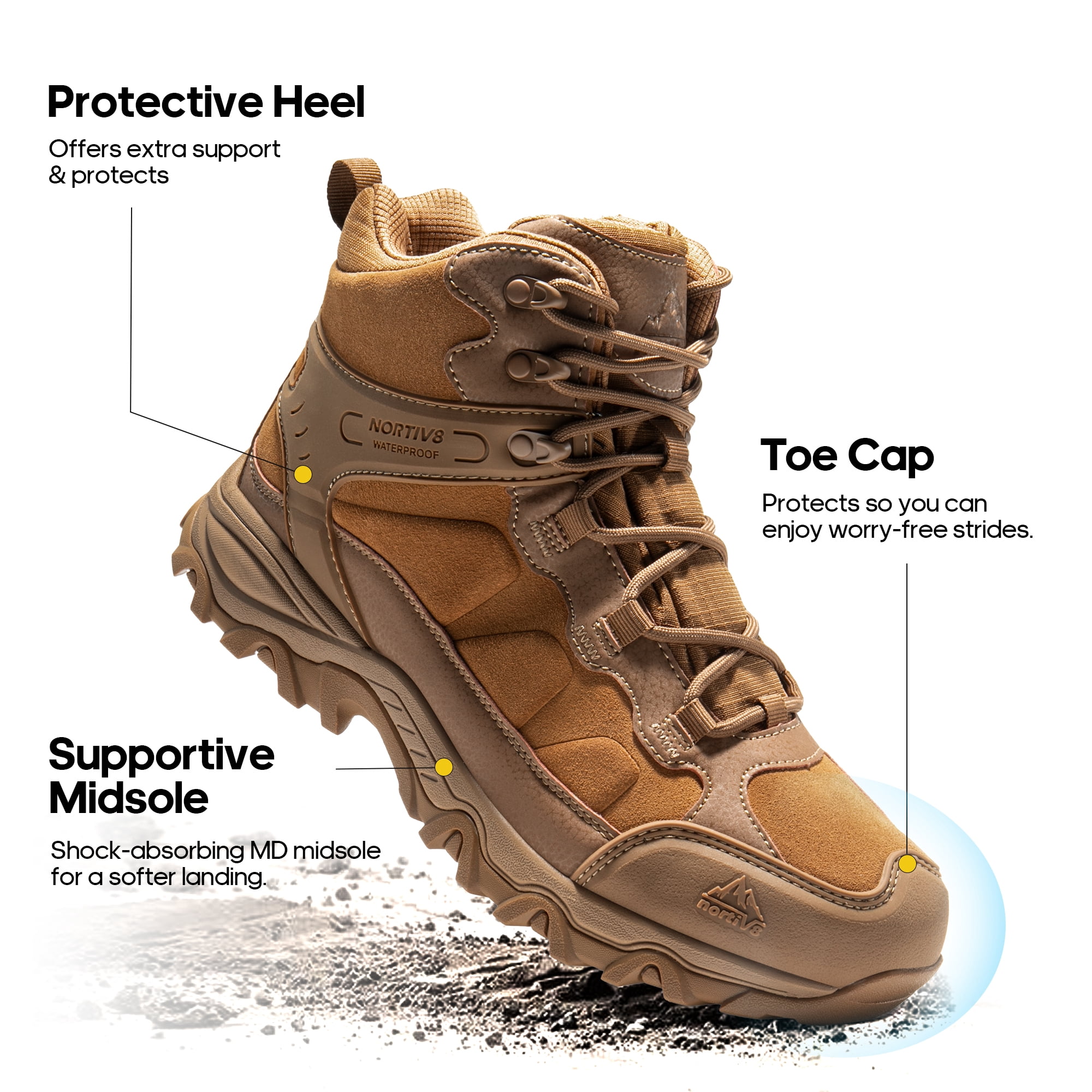 NORTIV 8 Men's Waterproof Hiking Boots Outdoor Mid Trekking Lightweight Mountaineering Shoes