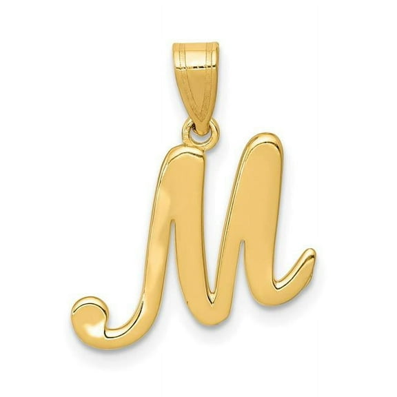 Finest Gold 14K Yellow Gold Script Letter M Initial Pendant