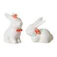 thumbnail image 7 of Set of 2 Mini Ceramic Rabbit Figurines, Porcelain Easter Bunny Decorations, Cute Tabletop Ornament for Home, Tea Ceremony Pet, and Gift, 7 of 7