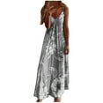 thumbnail image 2 of Wycnly Womens Dresses Beach Spaghetti Strap High Waist Swing Cami Long Sundress Fashion Floral Print V-Neck Sleeveless Maxi Summer Dress Gray l, 2 of 5