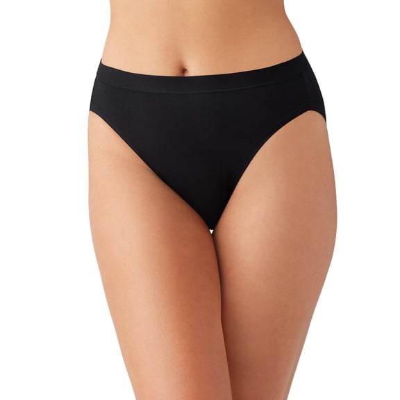 Wacoal Women's Understated Cotton Hi-Cut Brief Panty, Black, Medium