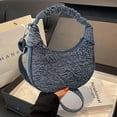thumbnail image 5 of CoCoMangos Y2k Ruched Crescent Pleat Denim Bag Underarm Bag Zipper Shoulder Purse Casual Crossbody Satchel Bag for Women, 5 of 7
