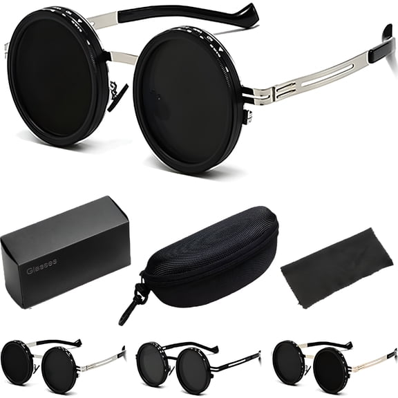 GJX 400V Lens Sunglasses, Round Polarized Dimming Glasses, Adjustable Glass for Every Light, Circle Glasses for Men